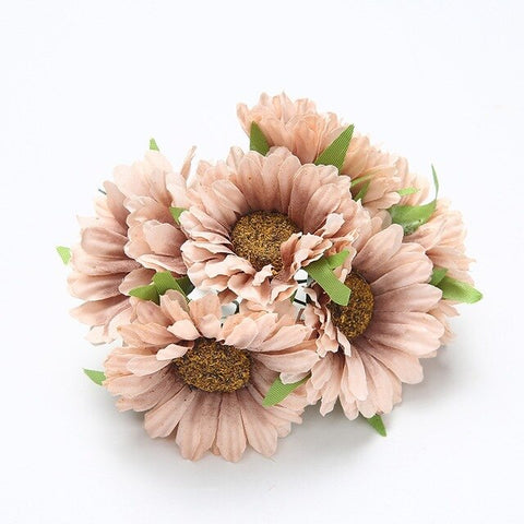 6pcs 5CM handmade gerbera artificial flower For home garden bride wedding decoration DIY garland material scrapbook fake flower