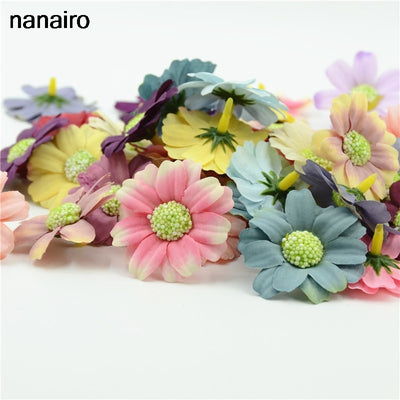 10pcs 4.5cm Silk Sunflower Artificial Flower Head For Wedding Car Decoration DIY Garland Decorative Floristry Fake Flowers