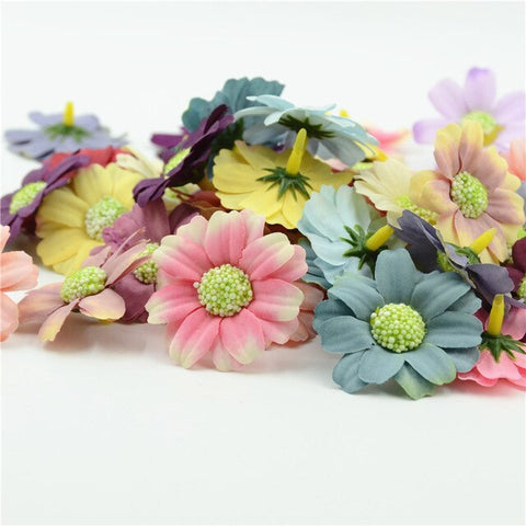 10pcs 4.5cm Silk Sunflower Artificial Flower Head For Wedding Car Decoration DIY Garland Decorative Floristry Fake Flowers