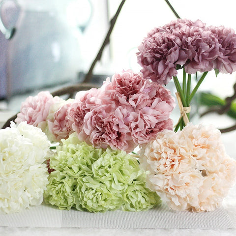 5 Heads/ Bouquet Peonies Artificial Flower Fake Hydrangeas Artificial Flowers For New Year Wedding Home Decoration Garland