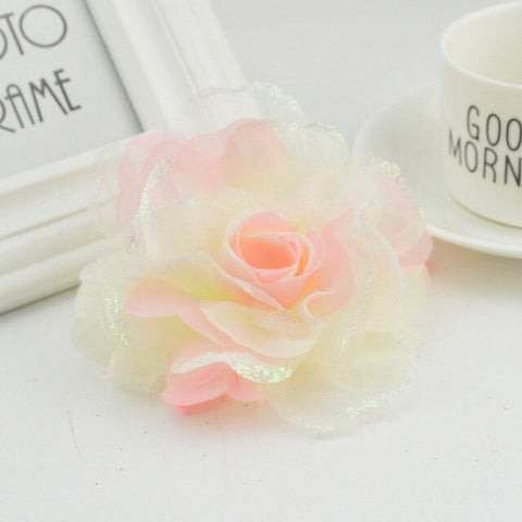 1pcs 11cm high quality silk rose decoration aesthetic chiffon flower diy wedding car decoration garland craft artificial flower