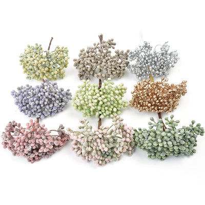 6Pcs/lot Artificial Flower Artificial Berries Stamens For Wedding Party Christmas Home Decoration DIY Garland Gift Box Scrapbook