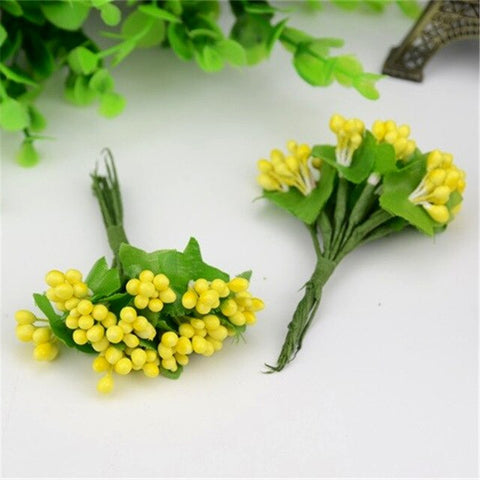 Cheap 10pcs Plastic Artificial Stamen Flowers Bouquet For Wedding Decoration Scrapbooking Decorative Garland Fake Flowers