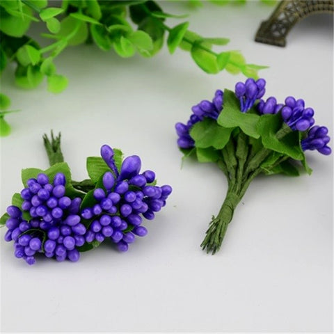 Cheap 10pcs Plastic Artificial Stamen Flowers Bouquet For Wedding Decoration Scrapbooking Decorative Garland Fake Flowers