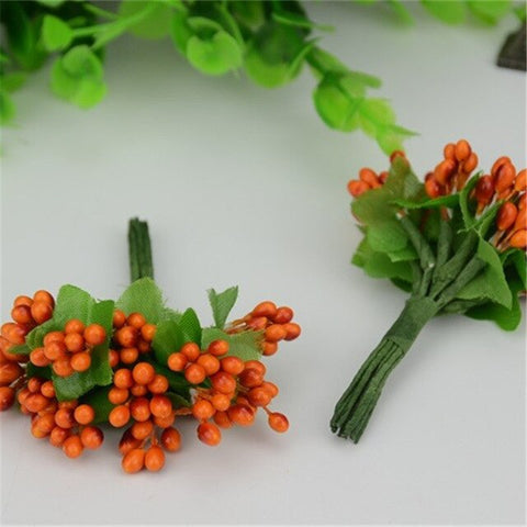 Cheap 10pcs Plastic Artificial Stamen Flowers Bouquet For Wedding Decoration Scrapbooking Decorative Garland Fake Flowers