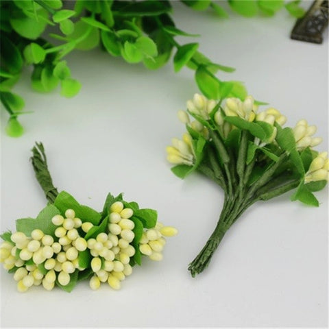 Cheap 10pcs Plastic Artificial Stamen Flowers Bouquet For Wedding Decoration Scrapbooking Decorative Garland Fake Flowers