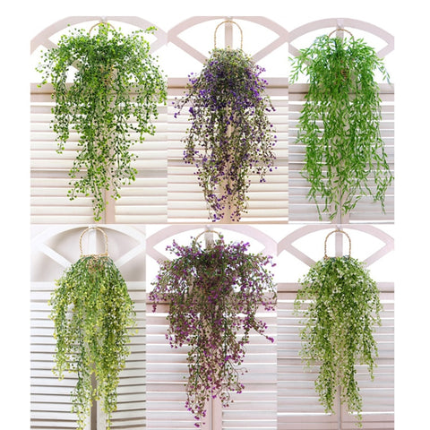 New 80cm Artificial Flowers Vine Hanging Garland Plant Simulation Green Leaves Wedding Home Garden Decoration Dropshipping