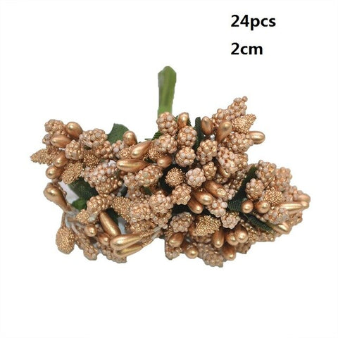 Gold Mixed Hybrid Flower Cherry Stamen Berries Easter Wreath Garland DIY Gift Box Wreath Decor Easter Wedding Party Supplies