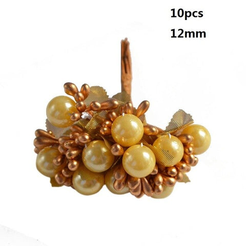 Gold Mixed Hybrid Flower Cherry Stamen Berries Easter Wreath Garland DIY Gift Box Wreath Decor Easter Wedding Party Supplies