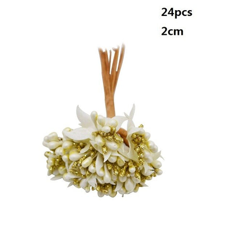 Gold Mixed Hybrid Flower Cherry Stamen Berries Easter Wreath Garland DIY Gift Box Wreath Decor Easter Wedding Party Supplies