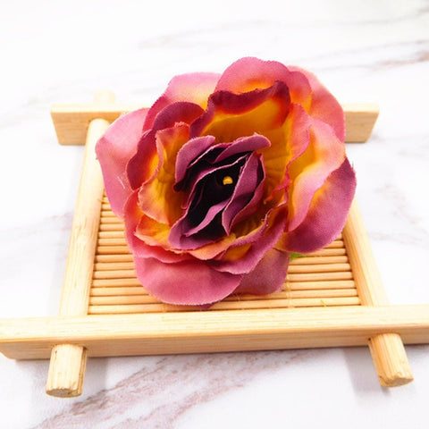 10 PCS (5 cm/a) artificial mini rose flowers, silk flower heads home garden decoration DIY wedding garland collage gift box