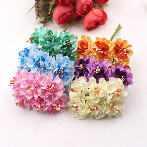 6pcs Artificial Flower Stamens Gradually Chrysanthemum Wedding Decoration DIY Scrapbook Handicraft Accessory Garland Flower