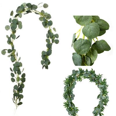 2.1M DIY Artificial Eucalyptus Garland Hanging Rattan Vine Ivy Wedding Flowers Simulation Wicker Leaves home office hotel decor