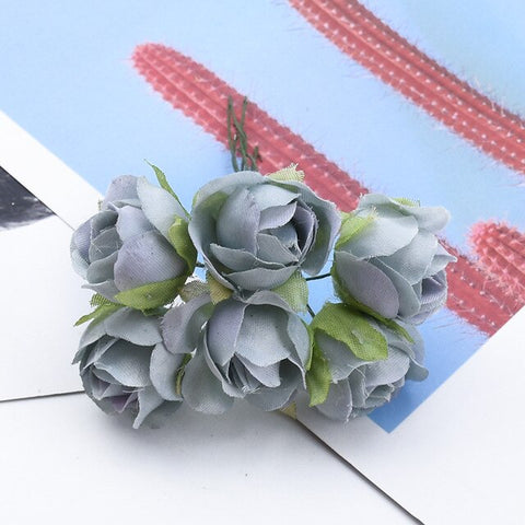 6/12 Pieces tea roses bouquet vases for home decor christmas garland wedding decorative flowers diy gifts box artificial flowers