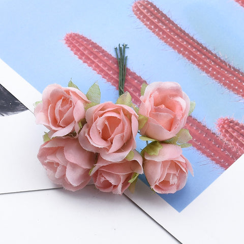 6/12 Pieces tea roses bouquet vases for home decor christmas garland wedding decorative flowers diy gifts box artificial flowers