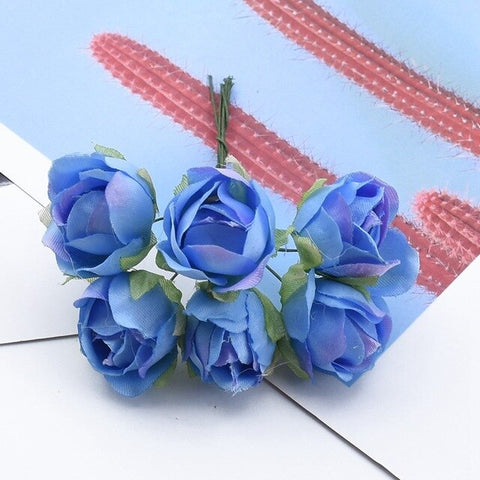 6/12 Pieces tea roses bouquet vases for home decor christmas garland wedding decorative flowers diy gifts box artificial flowers