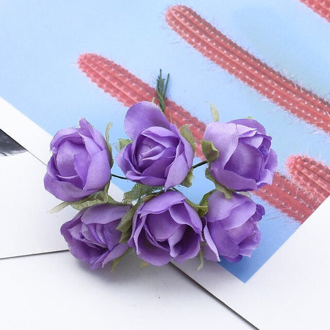 6/12 Pieces tea roses bouquet vases for home decor christmas garland wedding decorative flowers diy gifts box artificial flowers