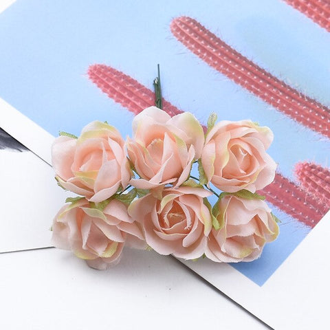 6/12 Pieces tea roses bouquet vases for home decor christmas garland wedding decorative flowers diy gifts box artificial flowers