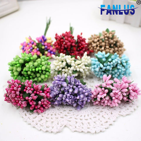 12Pcs/lot Berry Artificial Stamen Flower for Wedding Decoration Pistil Mini DIY Scrapbooking Garland Craft Fake Flowers Birthday