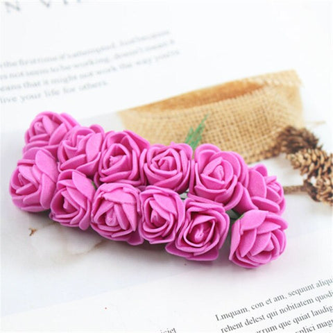 12pcs/lot Simulation Mini Rose Artificial flower foam flower diy flower ball garland headdress Wedding decoration Bridal Flowers