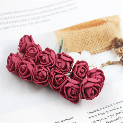 12pcs/lot Simulation Mini Rose Artificial flower foam flower diy flower ball garland headdress Wedding decoration Bridal Flowers