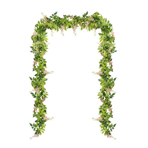 2m Wisteria Artificial Flowers Vine Garland Wedding Arch Decoration Fake Plants Foliage Rattan Trailing Faux Flowers Ivy Wall