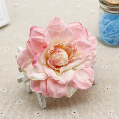 new Silk Artificial Dahlia Flowers Head For Wedding Decoration DIY Garland Decorative Floristry Fake Flowers 2pcs
