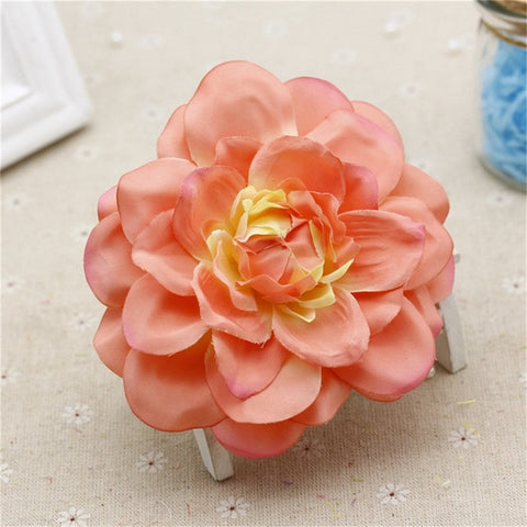 new Silk Artificial Dahlia Flowers Head For Wedding Decoration DIY Garland Decorative Floristry Fake Flowers 2pcs