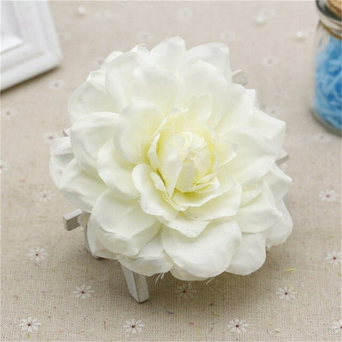new Silk Artificial Dahlia Flowers Head For Wedding Decoration DIY Garland Decorative Floristry Fake Flowers 2pcs
