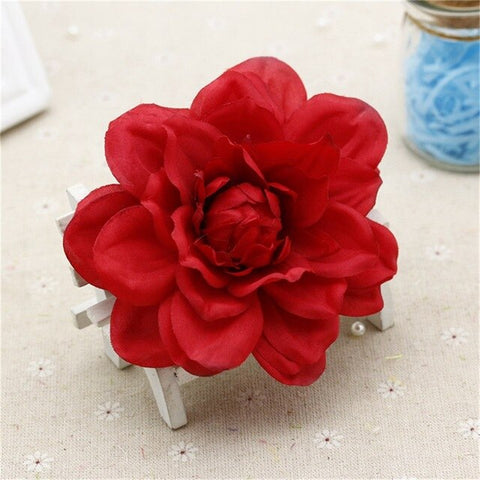 new Silk Artificial Dahlia Flowers Head For Wedding Decoration DIY Garland Decorative Floristry Fake Flowers 2pcs