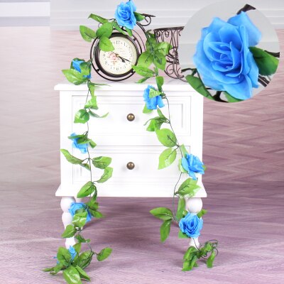 235cm Silk Artificial Roses Flowers Rattan String Vines For Home Wedding Decoration Fake plants DIY Hanging Garland wreath wall