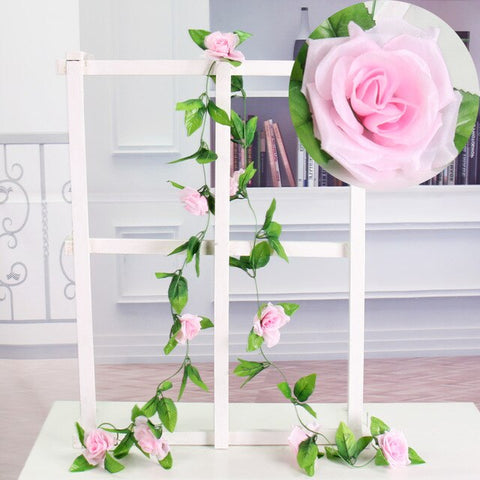 235cm Silk Artificial Roses Flowers Rattan String Vines For Home Wedding Decoration Fake plants DIY Hanging Garland wreath wall