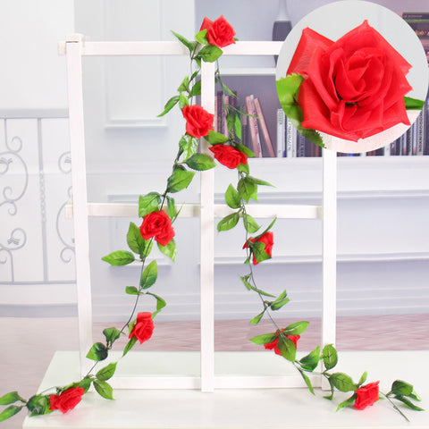 235cm Silk Artificial Roses Flowers Rattan String Vines For Home Wedding Decoration Fake plants DIY Hanging Garland wreath wall