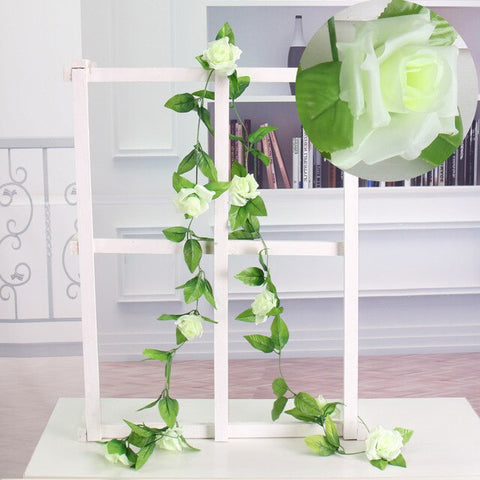 235cm Silk Artificial Roses Flowers Rattan String Vines For Home Wedding Decoration Fake plants DIY Hanging Garland wreath wall