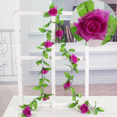 235cm Silk Artificial Roses Flowers Rattan String Vines For Home Wedding Decoration Fake plants DIY Hanging Garland wreath wall