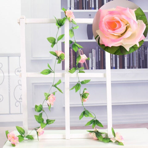 235cm Silk Artificial Roses Flowers Rattan String Vines For Home Wedding Decoration Fake plants DIY Hanging Garland wreath wall