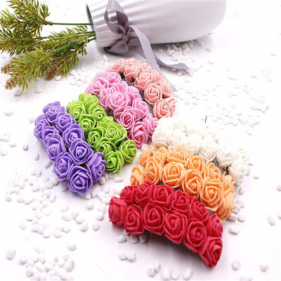 12pcs/bunch Simulation Rose Artificial Flower Foam Flower DIY Ball Garland Headdress Wedding Decoration Bridal Flowers