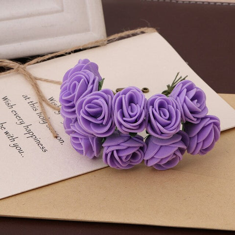 12pcs/bunch Simulation Rose Artificial Flower Foam Flower DIY Ball Garland Headdress Wedding Decoration Bridal Flowers