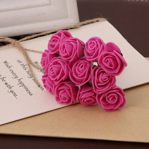 12pcs/bunch Simulation Rose Artificial Flower Foam Flower DIY Ball Garland Headdress Wedding Decoration Bridal Flowers