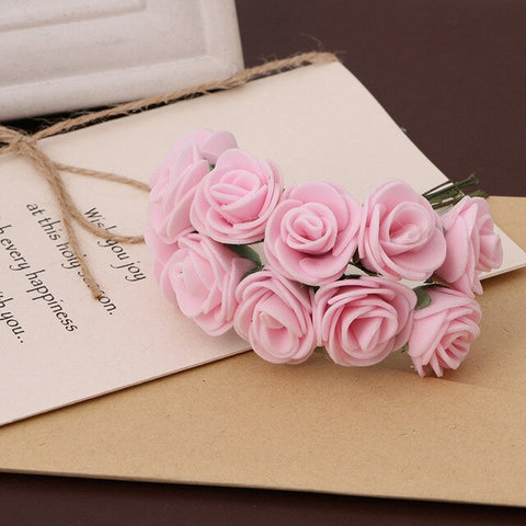 12pcs/bunch Simulation Rose Artificial Flower Foam Flower DIY Ball Garland Headdress Wedding Decoration Bridal Flowers