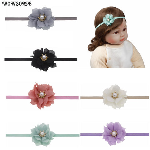 Baby headband  Elastic hair band Chic Flower Crown Pearl headbands Wedding Photography Props infant baby Girls Hair Accessories