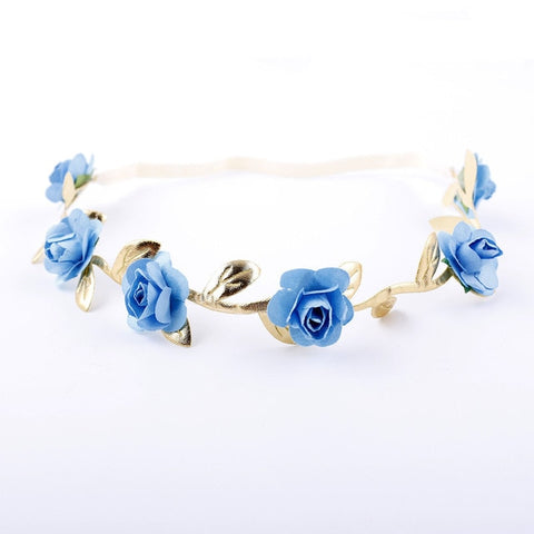 Toddler Newborn Kids Crown Headband Baby Girl Kids Garlands Gold Leaves Hair Band Rose Flower Wreath Red Blue White Beige