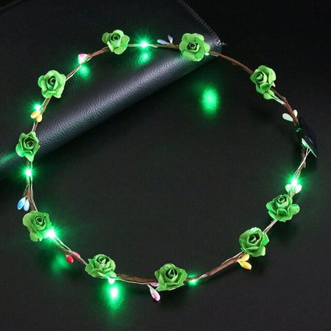 Women Girls LED Light Up Flower Headband Flashing Glowing Crown Masquerade Party Hair Wreath Hairband Luminous Garlands