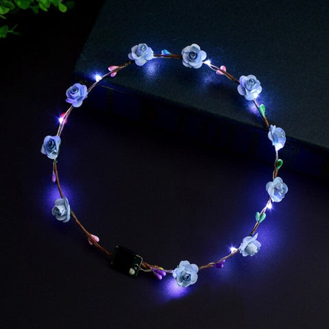 Women Girls LED Light Up Flower Headband Flashing Glowing Crown Masquerade Party Hair Wreath Hairband Luminous Garlands