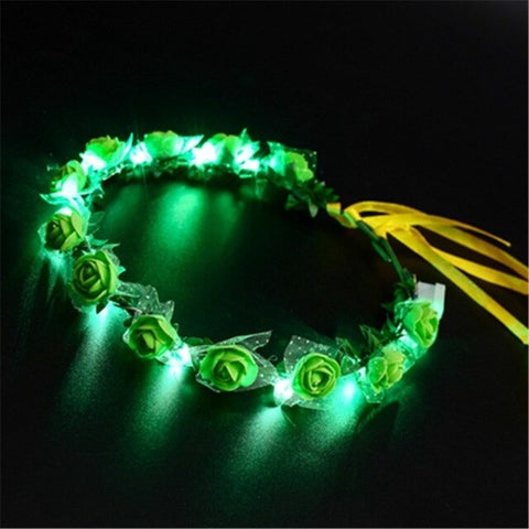 Glowing Garland Wedding Party Crown Flower Headband LED Light Christmas Neon Wreath Decoration Luminous Hair Garlands Hairband