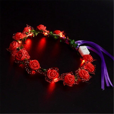 Glowing Garland Wedding Party Crown Flower Headband LED Light Christmas Neon Wreath Decoration Luminous Hair Garlands Hairband