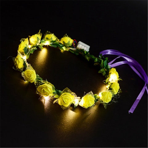 Glowing Garland Wedding Party Crown Flower Headband LED Light Christmas Neon Wreath Decoration Luminous Hair Garlands Hairband