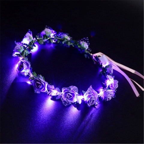 Glowing Garland Wedding Party Crown Flower Headband LED Light Christmas Neon Wreath Decoration Luminous Hair Garlands Hairband