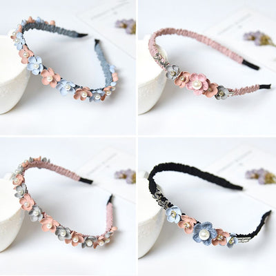 Korean Flower Headband for Girls Rhinestone Crown Hairbands High Quality Women & Girls Hair Accessories Party Handmade Jewelry