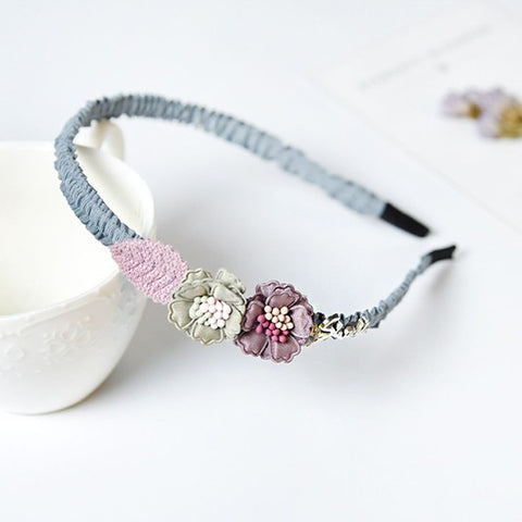 Korean Flower Headband for Girls Rhinestone Crown Hairbands High Quality Women & Girls Hair Accessories Party Handmade Jewelry